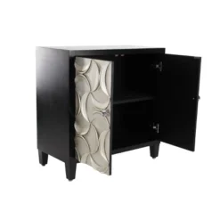 Modern Crescent Moon Pattern Wood Rectangle Cabinet Black - Olivia & May -Olivia & May GUEST bfd1d484 b617 4783 8967 7835dffca906