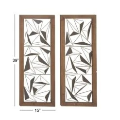 Metal Geometric Wall Decor With Wood Frame Set Of 2 Black - Olivia & May -Olivia & May GUEST bff58e0d c00f 40ac 9949 6dcc9ff17638