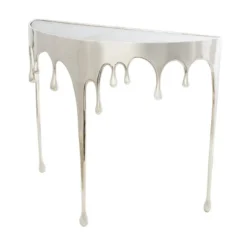 Olivia & May Aluminum Drip Console Table With Melting Designed Legs And Shaded Glass Top -Olivia & May GUEST bff8be26 d82e 4d82 8a81 602e5a9a56bf