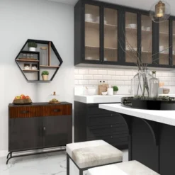 Industrial Wood Wall Shelf Black - Olivia & May -Olivia & May GUEST c00ed2a3 07b3 40f3 9e6f 2c4e81c2b39f