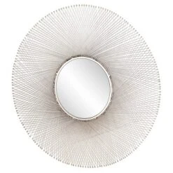 45" X 45" Metal Starburst Wall Mirror Silver - Olivia & May -Olivia & May GUEST c0190135 5991 4b59 a22d ff8f3156eda0