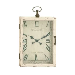Wooden Pocket Watch Style Wall Clock With Hinged Door White - Olivia & May -Olivia & May GUEST c0860b5f 8882 4b35 bb32 522e9e7ad580