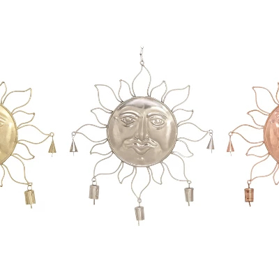 17" Iron Eclectic Sun Windchime Gold/Bronze/Silver - Olivia & May: Decorative Bell, Spot Clean, No Style Assigned 4 17" Iron Eclectic Sun Windchime Gold/Bronze/Silver - Olivia & May: Decorative Bell, Spot Clean, No Style Assigned - Image 2