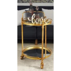 Traditional Iron And Mirrored Bar Cart Brass - Olivia & May -Olivia & May GUEST c0ea4256 fe20 4f1d b545 a6afacfd4e5f