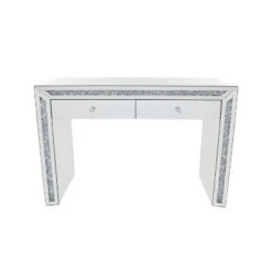 Glam Mirror And Glass Console Table Desk Silver - Olivia & May