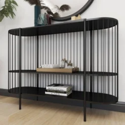 Contemporary Metal Console Table Black - Olivia & May -Olivia & May GUEST c1331a60 96c6 4d77 ad4b d190658ee5f2