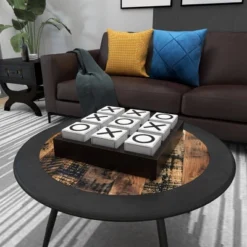 14" Contemporary Wooden Tic Tac Toe Sculpture Black - Olivia & May -Olivia & May GUEST c16a5895 efab 4c99 a9ba 419f98f3cf76