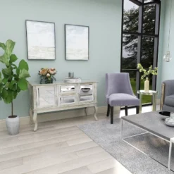 Glam Mirrored Sideboard Silver - Olivia & May -Olivia & May GUEST c1718821 e528 4656 8977 39f3dca1daa5