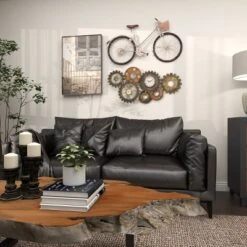 17"x34" Metal Gear Wall Clock Brown - Olivia & May: Silent, Novelty Industrial Style For Living Room -Olivia & May GUEST c1c5d848 ca18 44a5 bc71 cb4e80a586e0