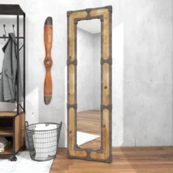 Rustic Wood Floor Mirror Brown - Olivia & May -Olivia & May GUEST c1ecf217 5785 47d1 9fca 3606f56c97a4