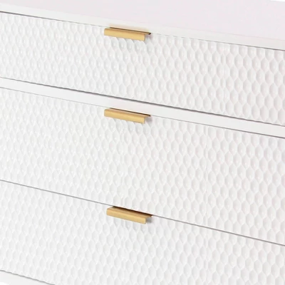 Modern 3 Drawer Wooden Chest With Knob Pulls White - Olivia & May 6 Modern 3 Drawer Wooden Chest With Knob Pulls White - Olivia & May - Image 4