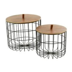 Set Of 2 Metal Storage Baskets Brown - Olivia & May -Olivia & May GUEST c20dd593 9ce7 4474 9d50 1439c9242a08