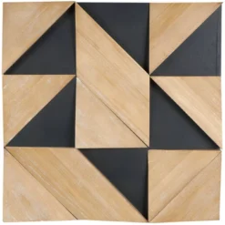 Olivia & May 31"x31" Wood Geometric Dimensional Triangle Wall Decor With Black Backing Brown: Modern Art Sculpture, Vertical Display