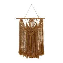 49" X 27" Fabric Macrame Handmade Intricately Weaved Wall Decor With Beaded Fringe Tassels Brown - Olivia & May -Olivia & May GUEST c32e2d49 a643 493d 9be3 fcbec8ded019