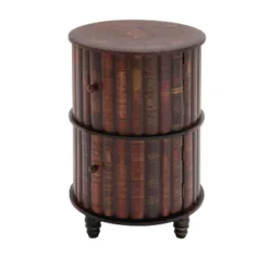 Traditional Round Book Cabinet Maroon - Olivia & May -Olivia & May GUEST c3480205 c321 41a1 8311 1fbd1d7ecd04