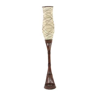 Traditional Bamboo Floor Lamp Brown - Olivia & May 5 Traditional Bamboo Floor Lamp Brown - Olivia & May - Image 3