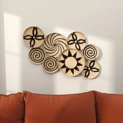 Metal Plate Wall Decor With Black Patterns Brown - Olivia & May -Olivia & May GUEST c5297804 ba69 43a0 9844 5753c1cc6dd8