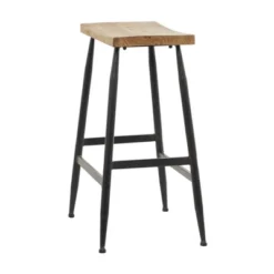 Industrial Metal Counter Height Barstool Black - Olivia & May