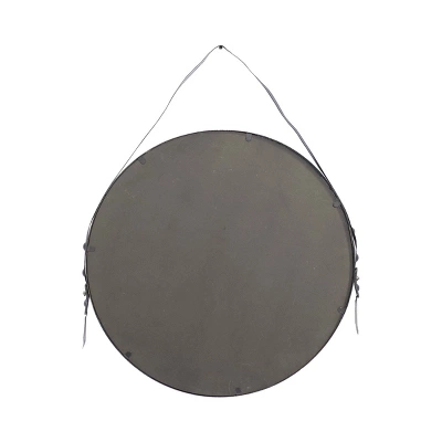 Industrial Metal Round Wall Mirror Black - Olivia & May 6 Industrial Metal Round Wall Mirror Black - Olivia & May - Image 4