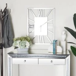 32"x2" Glass Wall Clock Silver - Olivia & May