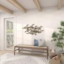 Metal Bird Flying Flock Of Wall Decor White - Olivia & May -Olivia & May GUEST c66e2507 c47d 4221 bd8a 74dbbbccfe38