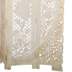 Eclectic Wood Room Divider Screen White - Olivia & May -Olivia & May GUEST c6b3dc77 ed04 4f36 bac9 6c4488246a36