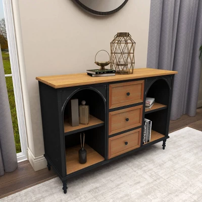 Farmhouse Wood And Metal Cabinet Black - Olivia & May 12 Farmhouse Wood And Metal Cabinet Black - Olivia & May - Image 10