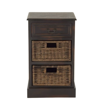 Farmhouse Wooden Side Chest With Basket Drawers Maroon - Olivia & May 7 Farmhouse Wooden Side Chest With Basket Drawers Maroon - Olivia & May - Image 5