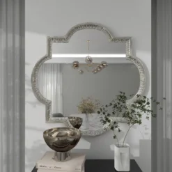 Aluminum Quatrefoil Wall Mirror Gray - Olivia & May -Olivia & May GUEST c74af6ae e0ed 4d19 8b9f d354538639d0