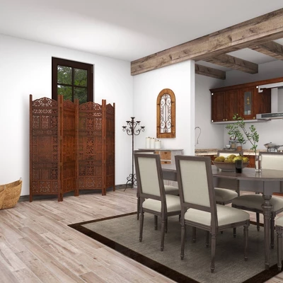 Traditional Wood Room Divider Screen Red - Olivia & May 10 Traditional Wood Room Divider Screen Red - Olivia & May - Image 8