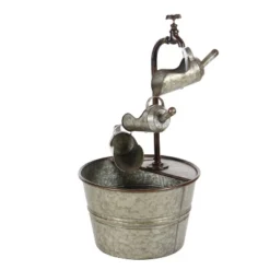 28" X 15" Farmhouse Metal Fountain Gray - Olivia & May -Olivia & May GUEST c7be08fe 04dd 4b16 9a93 be62e5d80308