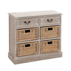 Wood Storage Accent Chest 4 Wicker Basket Drawers Taupe - Olivia & May -Olivia & May GUEST c7dd6cbf 4715 482b 9817 b810a246078c