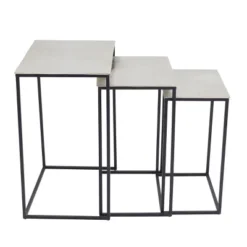 Set Of 3 Glam Aluminum Accent Tables Black/Silver - Olivia & May -Olivia & May GUEST c9470357 0974 468c 9dc6 9da512970631