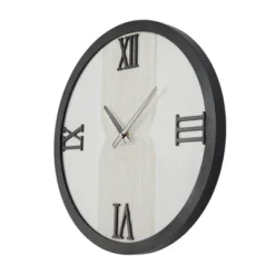 Olivia & May 24"X24" Wood Geometric Art Deco Inspired Line Art Decorative Wall Clock With Black Accents White -Olivia & May GUEST c962075e 2f1c 4739 b929 339493b93511