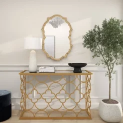 Aluminum Handmade Quatrefoil Shaped Wall Mirror Gold - Olivia & May -Olivia & May GUEST c96373f8 933f 41da a23f 416420adbdcd