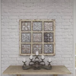 Metal Scroll Wall Decor With Embossed Details Beige - Olivia & May -Olivia & May GUEST c9848094 cb1f 436e 8c1d 7104d00be1e6