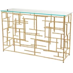 Contemporary Aluminum Console Table Gold - Olivia & May