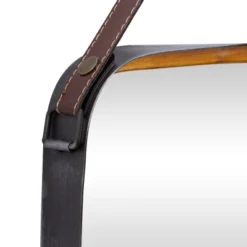 Metal Wall Mirror With Hanging Strap Gold - Olivia & May -Olivia & May GUEST c9b1b230 4b9d 4937 947f fd85e4a3d184