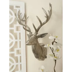 Aluminum Deer Head Wall Decor Silver - Olivia & May