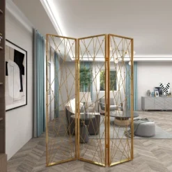 Glam Metal Geometric Room Divider Screen Gold - Olivia & May -Olivia & May GUEST ca5f4f7e bae6 4e52 95f3 f11dd35307ee