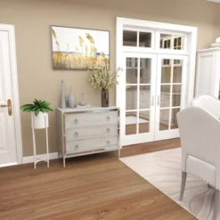 Glam Painted Wood And Mirror Chest White - Olivia & May -Olivia & May GUEST caa335e9 eef3 470f 906f 776957d66070