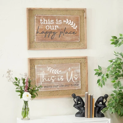 (Set Of 2) Rectangle Farmhouse Wood Sign Wall Decor Brown - Olivia & May 3 (Set Of 2) Rectangle Farmhouse Wood Sign Wall Decor Brown - Olivia & May