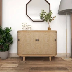 Traditional Carved Wood Curved Cabinet Brown - Olivia & May -Olivia & May GUEST cad6b948 6559 4fa1 a33e 6f8bb56ddec9