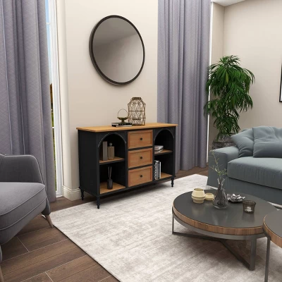 Farmhouse Wood And Metal Cabinet Black - Olivia & May 17 Farmhouse Wood And Metal Cabinet Black - Olivia & May - Image 15