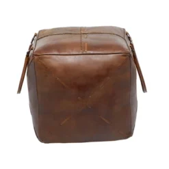 Rustic Leather Foot Stool Ottoman Smooth Brown Leather - Olivia & May -Olivia & May GUEST cb39b813 c77f 43ae aade f8531ba064a4