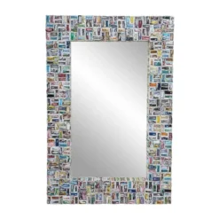 Glass Handmade Recycled Magazine Frame Wall Mirror Multi Colored - Olivia & May -Olivia & May GUEST cb5d909a 8f9f 4641 bc2e 4d81198ddf8a