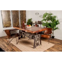 Industrial Wood And Metal Dining Table Brown - Olivia & May