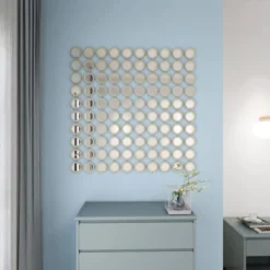 Metal Wall Mirror With Grid Pattern Gold - Olivia & May -Olivia & May GUEST cb925182 d593 4f6f 9b05 f469c3477f0e