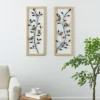 Set Of 2 Metal Leaf Wall Decors With Cream Rattan Frame And Bronze Bird Accents Black - Olivia & May: Iron Carving, Vertical Display, Nature Theme -Olivia & May GUEST cbc5e08a e9a6 4714 bc54 f7e63d58cdad