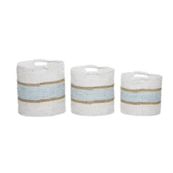 3pk Wood Coastal Storage Baskets White - Olivia & May -Olivia & May GUEST cc3319dc 376d 43cc a3fd 61f4ce1cd7b0